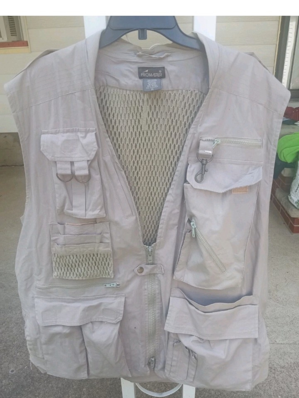 Vtg Mens/Wmn Promaster Light Beige Multi-Pocket Utility Vest Photography Vest Xl
